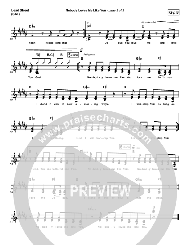 Nobody Loves Me Like You Lead Sheet (SAT) (Chris Tomlin)