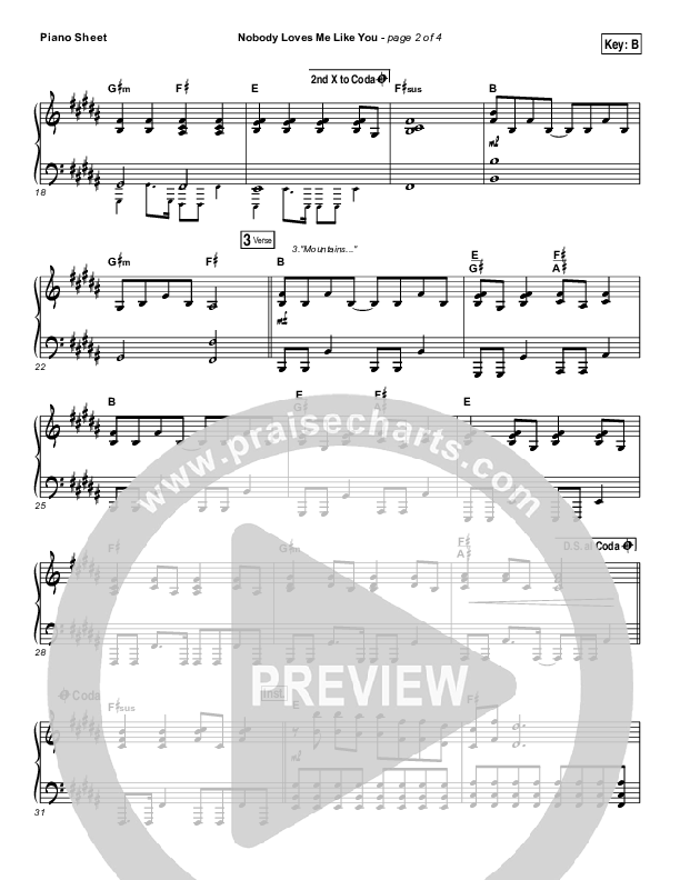 Nobody Loves Me Like You Piano Sheet (Chris Tomlin)