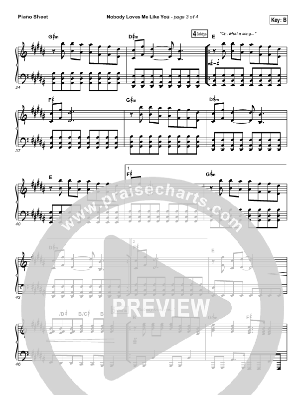 Nobody Loves Me Like You Piano Sheet (Chris Tomlin)