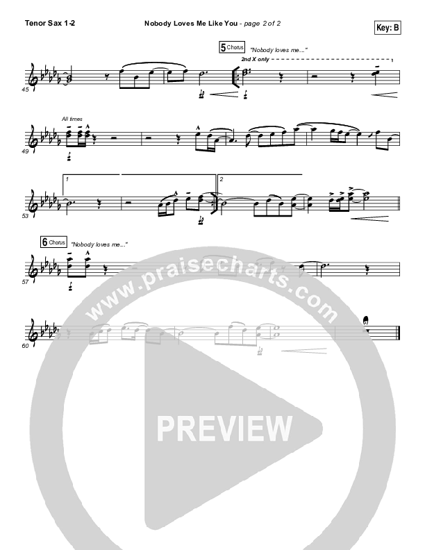 Nobody Loves Me Like You Tenor Sax 1/2 (Chris Tomlin)