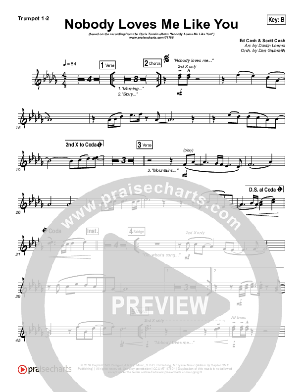 Nobody Loves Me Like You Trumpet 1,2 (Chris Tomlin)