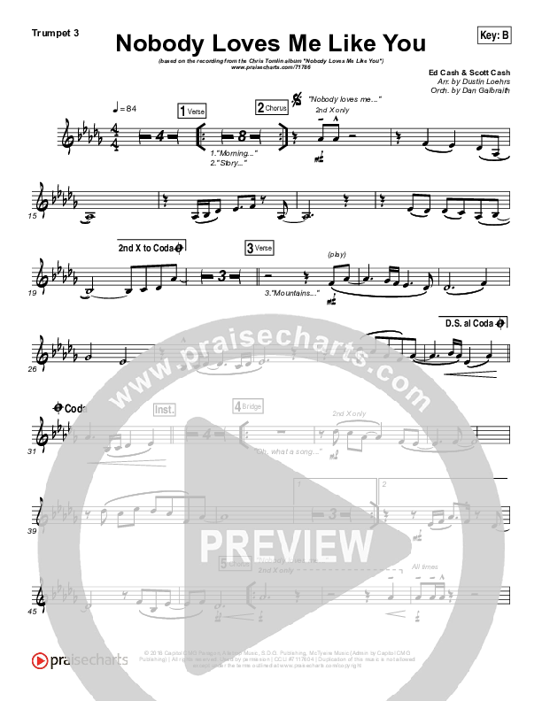 Nobody Loves Me Like You Trumpet 3 (Chris Tomlin)