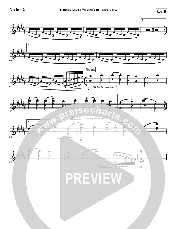 Nobody Loves Me Like You Violin 1/2 (Chris Tomlin)