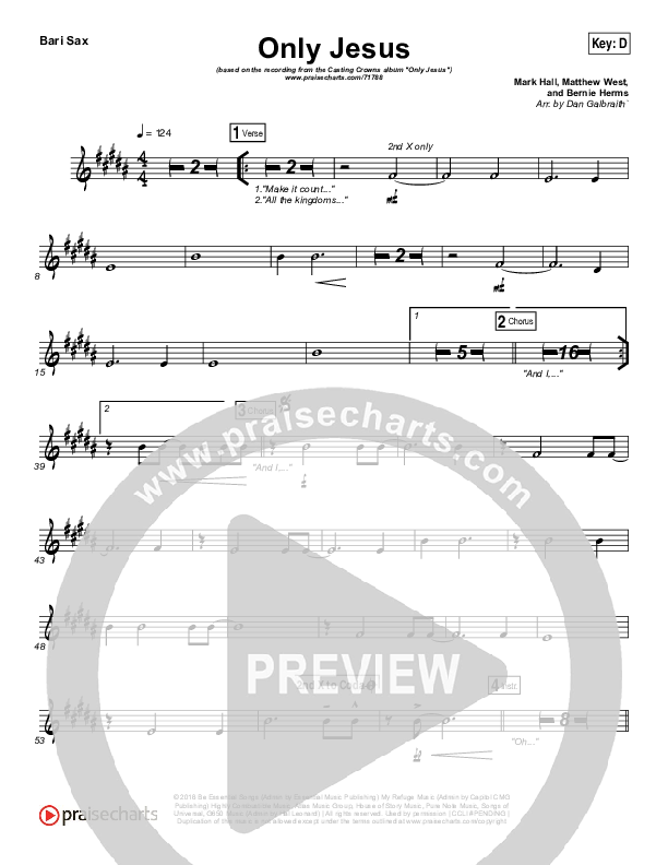 Only Jesus Bari Sax (Casting Crowns)