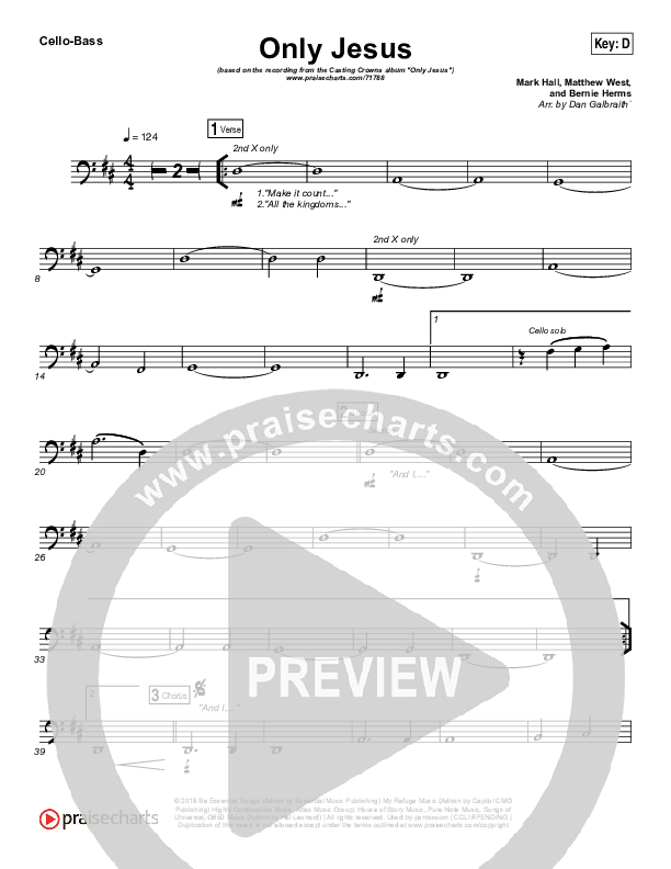 Only Jesus Cello/Bass (Casting Crowns)