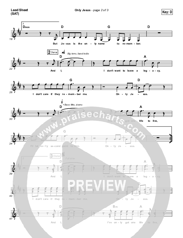 Only Jesus Lead Sheet (Print Only) (Casting Crowns)