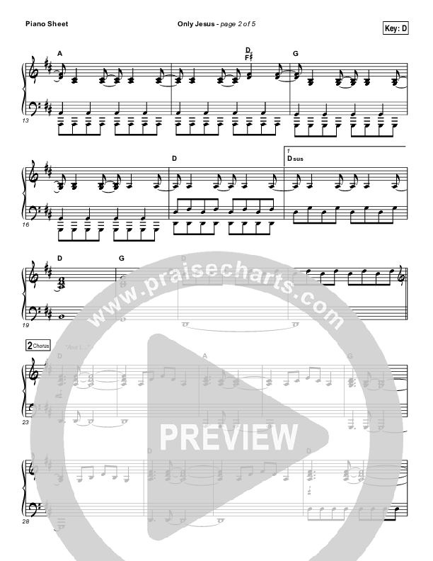 Only Jesus Piano Sheet (Print Only) (Casting Crowns)