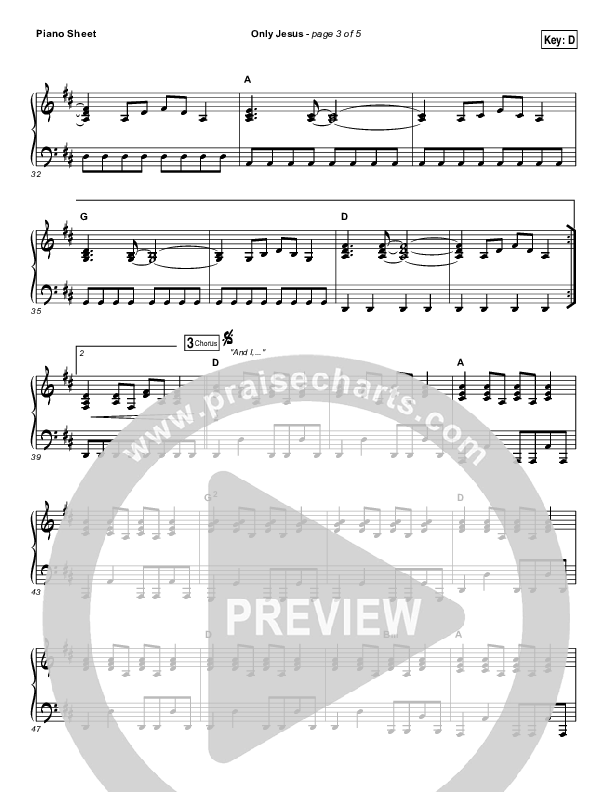 Only Jesus Piano Sheet (Print Only) (Casting Crowns)
