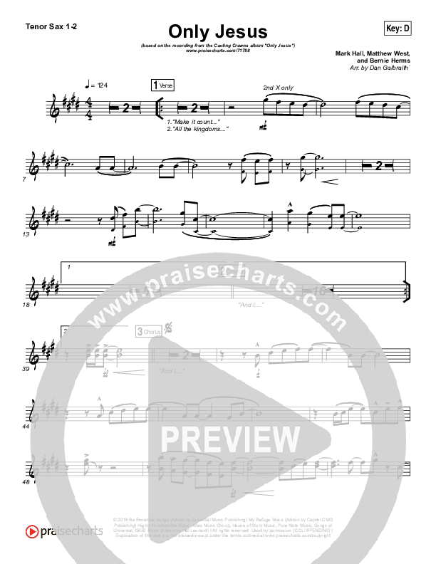 Only Jesus Tenor Sax 1/2 (Casting Crowns)