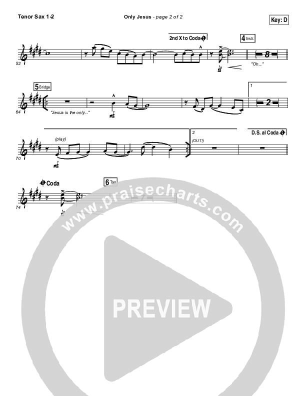 Only Jesus Tenor Sax 1/2 (Casting Crowns)