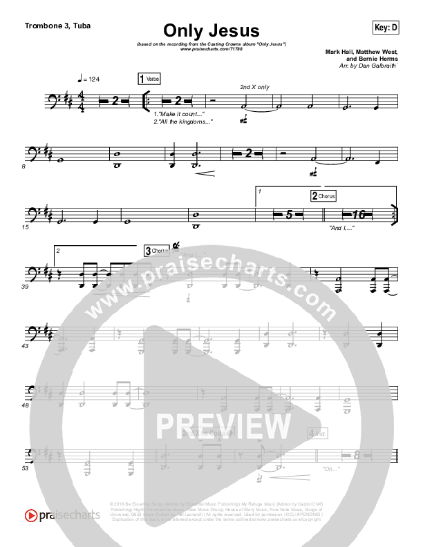 Only Jesus Trombone 3/Tuba (Casting Crowns)