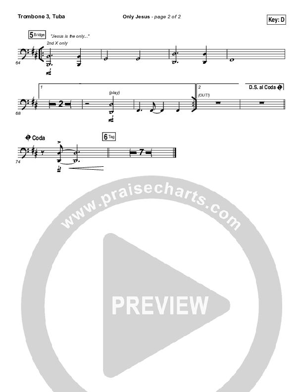 Only Jesus Trombone 3/Tuba (Casting Crowns)