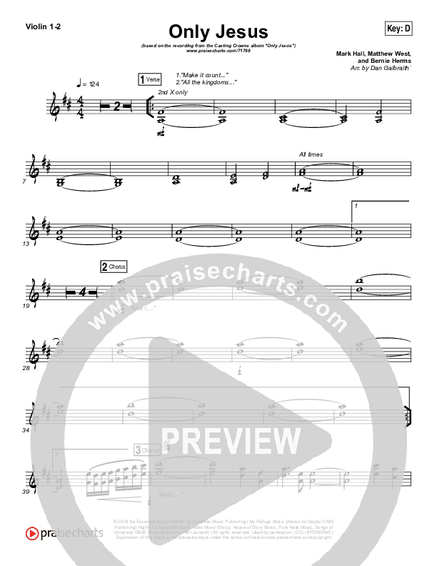 Only Jesus Violin 1/2 (Casting Crowns)