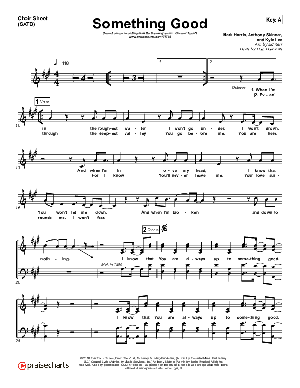 Something Good Choir Sheet (SATB) (Gateway Worship)