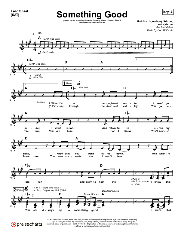 Something Good Lead Sheet (SAT) (Gateway Worship)