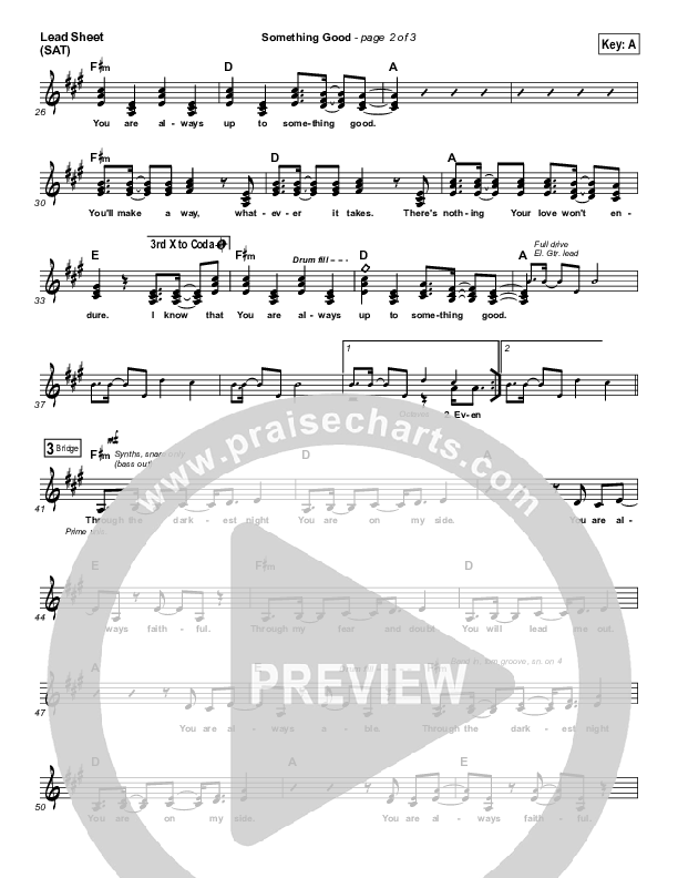 Something Good Lead Sheet (SAT) (Gateway Worship)