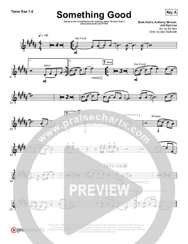 Something Good Tenor Sax Sheet Music PDF (Gateway Worship) PraiseCharts