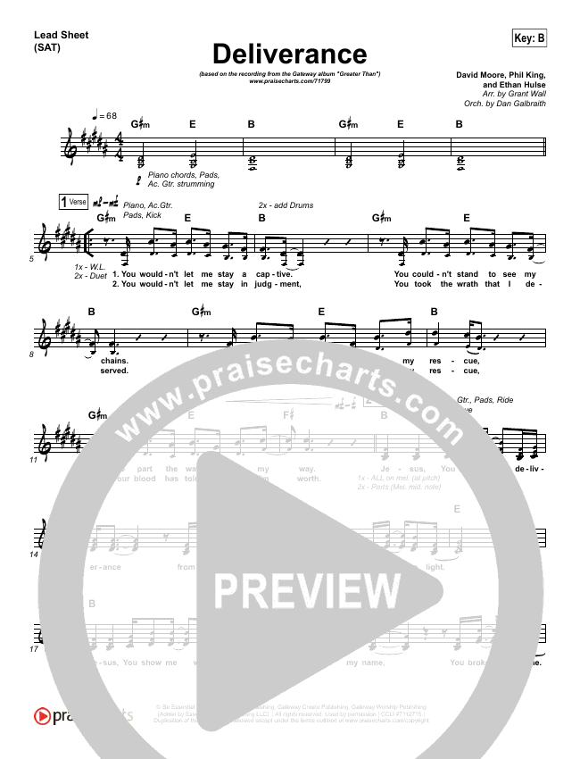 Deliverance Sheet Music PDF (GATEWAY) PraiseCharts