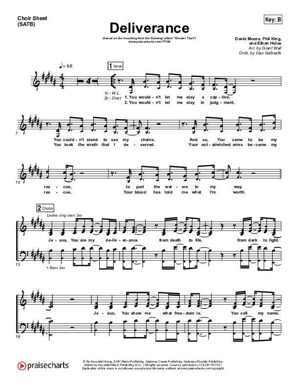 Deliverance Choir Vocals (SATB) (GATEWAY)