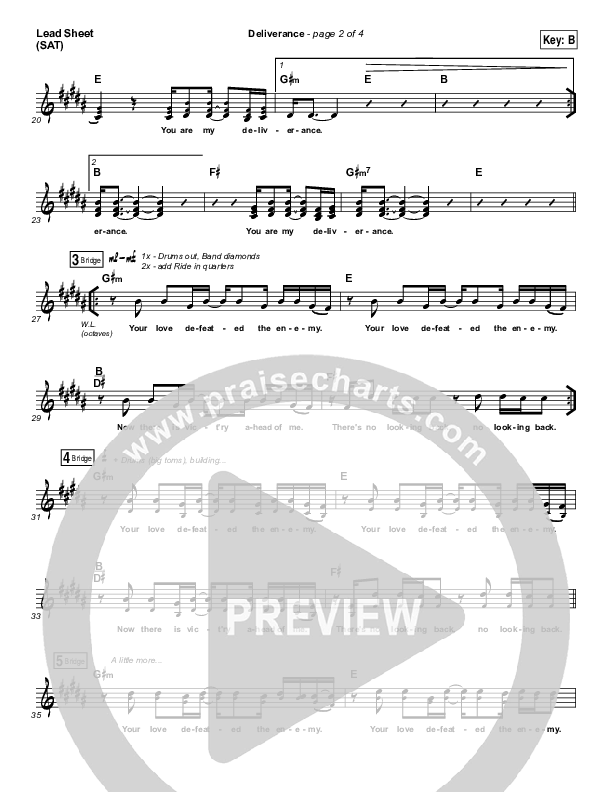 Deliverance Lead Sheet (SAT) (GATEWAY)