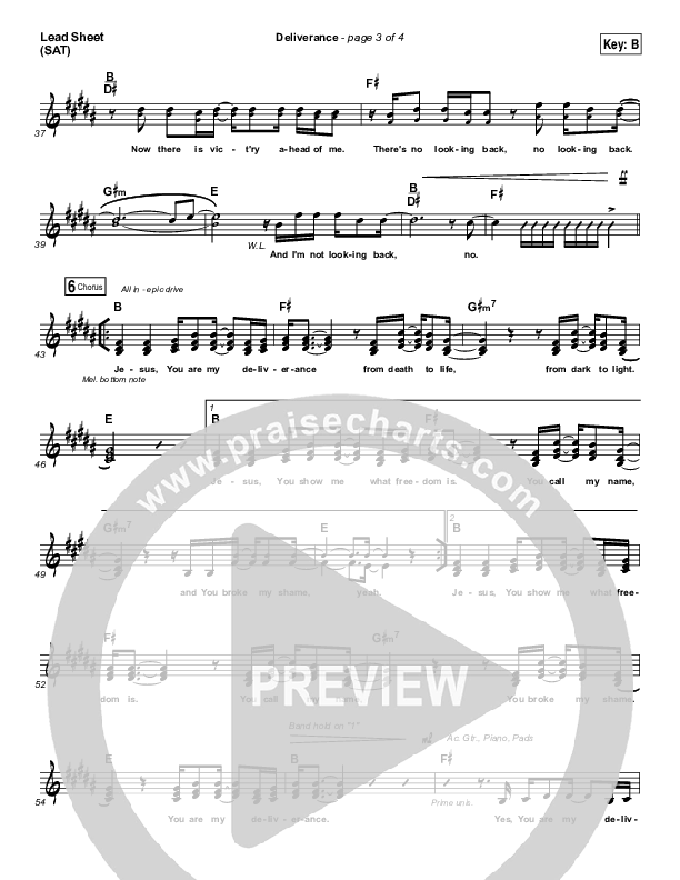 Deliverance Lead Sheet (SAT) (GATEWAY)