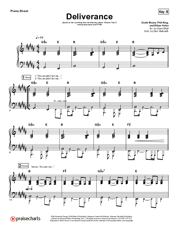 Deliverance Piano Sheet (GATEWAY)