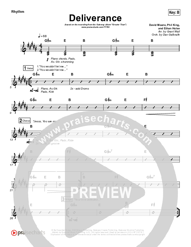Deliverance Rhythm Chart (GATEWAY)