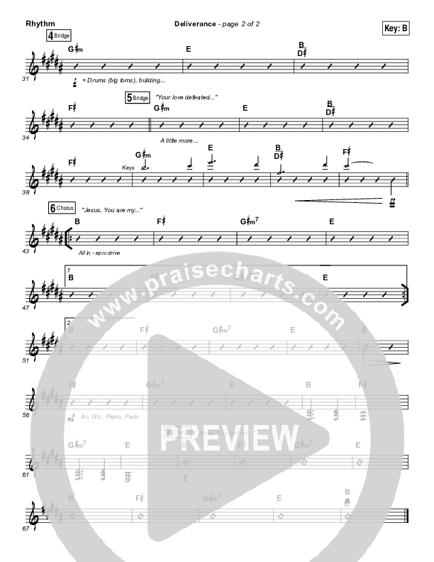 Deliverance Rhythm Chart (GATEWAY)