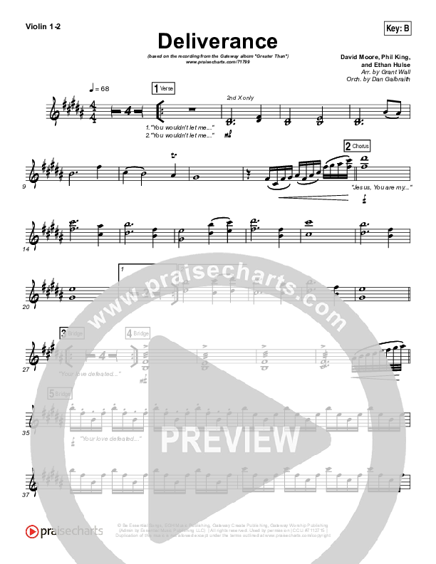 Deliverance Violin Sheet Music PDF (GATEWAY) PraiseCharts