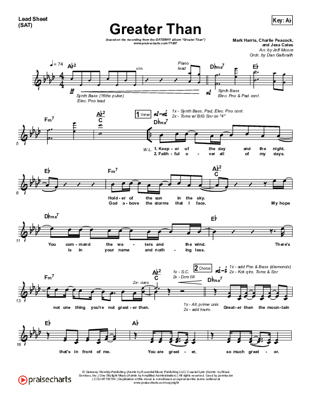Greater Than Lead Sheet (SAT) (GATEWAY)