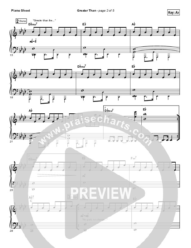 Greater Than Piano Sheet (GATEWAY)