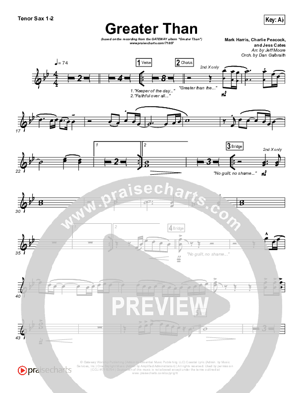 Greater Than Tenor Sax 1/2 (GATEWAY)