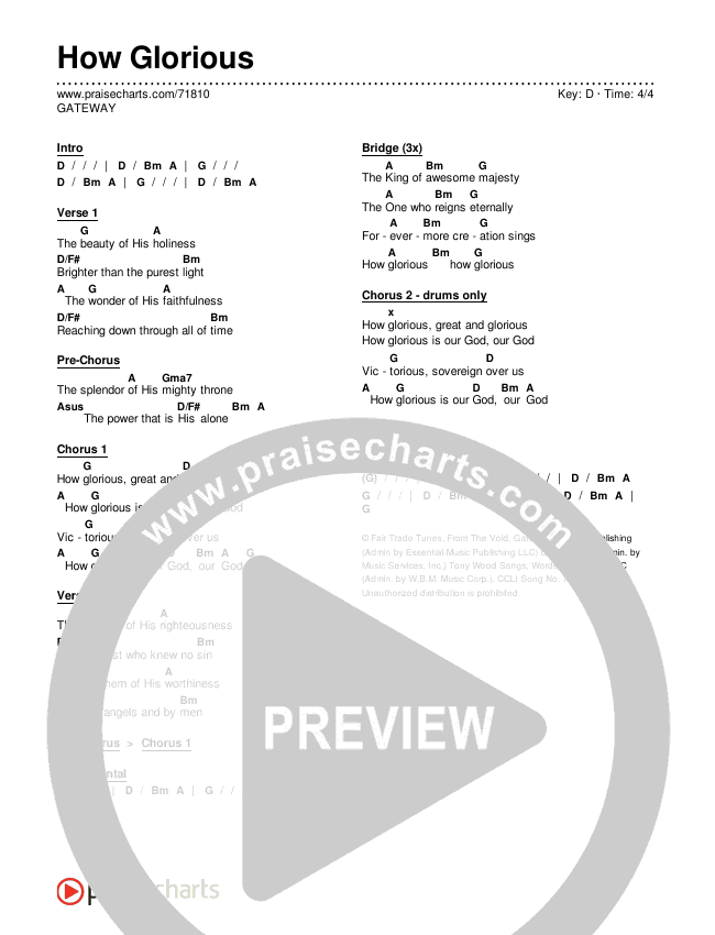 How Glorious Chords & Lyrics (GATEWAY)