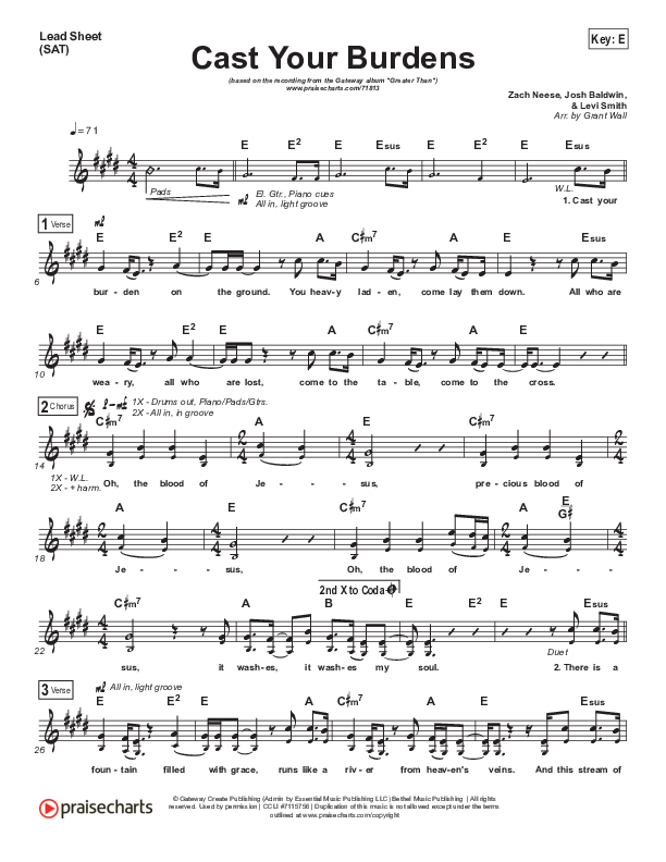 Cast Your Burden Lead (SAT) (GATEWAY)