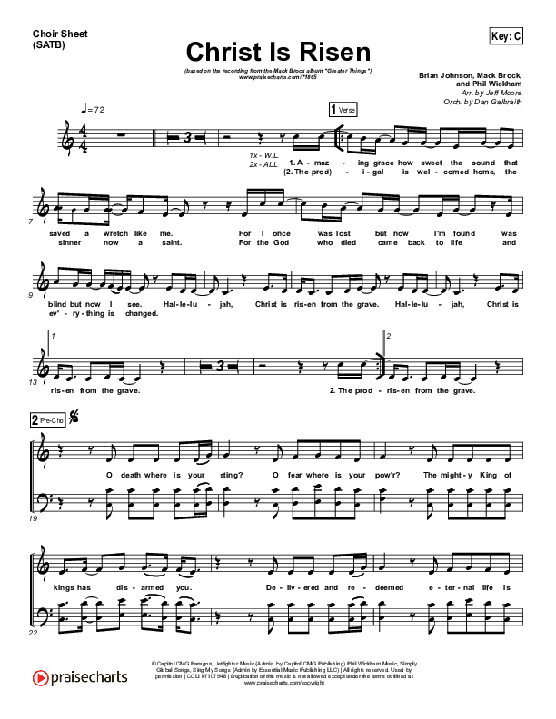 Christ Is Risen Choir Sheet (SATB) (Mack Brock)