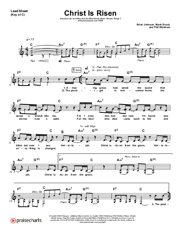 Christ Is Risen Lead Sheet (Melody) (Mack Brock)