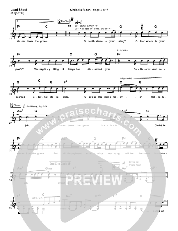Christ Is Risen Lead Sheet (Melody) (Mack Brock)