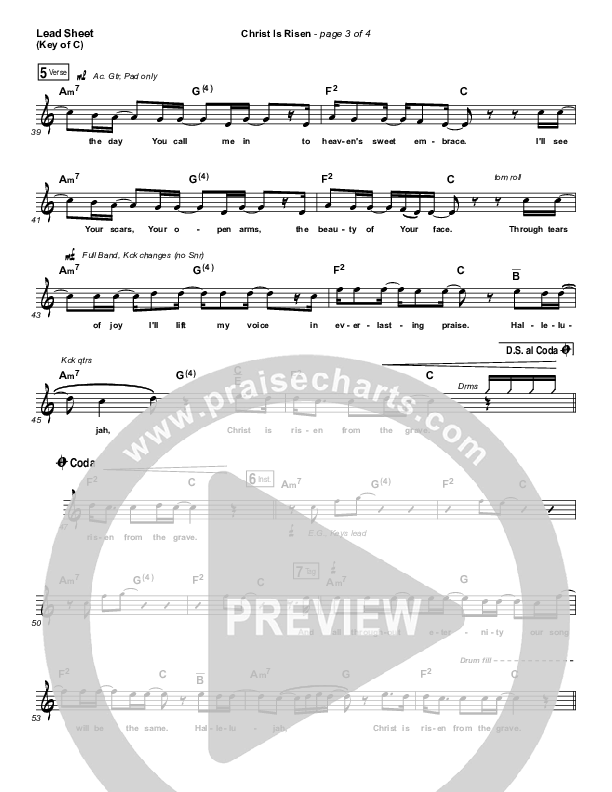 Christ Is Risen Lead Sheet (Melody) (Mack Brock)