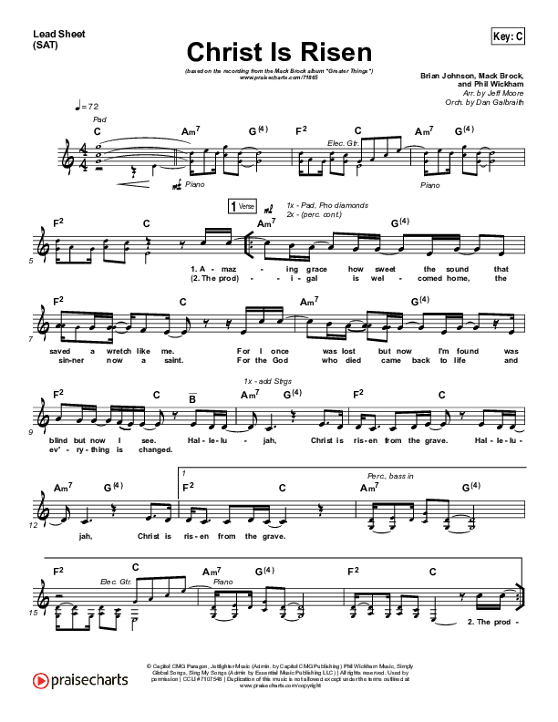 Christ Is Risen Lead Sheet (SAT) (Mack Brock)