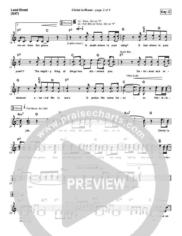 Christ Is Risen Lead Sheet (SAT) (Mack Brock)