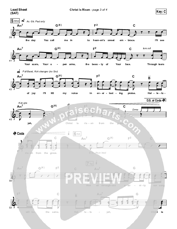 Christ Is Risen Lead Sheet (SAT) (Mack Brock)