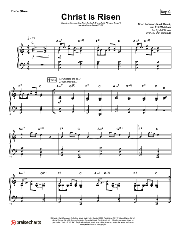 Christ Is Risen Piano Sheet (Mack Brock)
