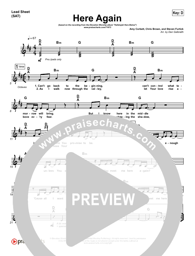 Elevation Worship - Here Again Lead Sheet (SAT) in D p.1. 