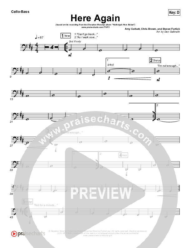 Here Again Cello/Bass (Elevation Worship)