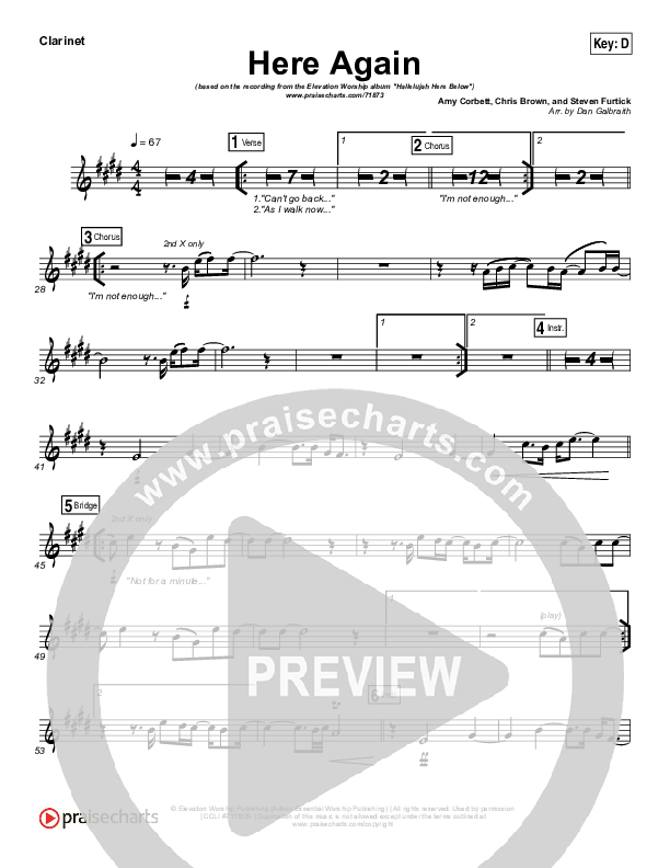 Here Again Clarinet (Elevation Worship)