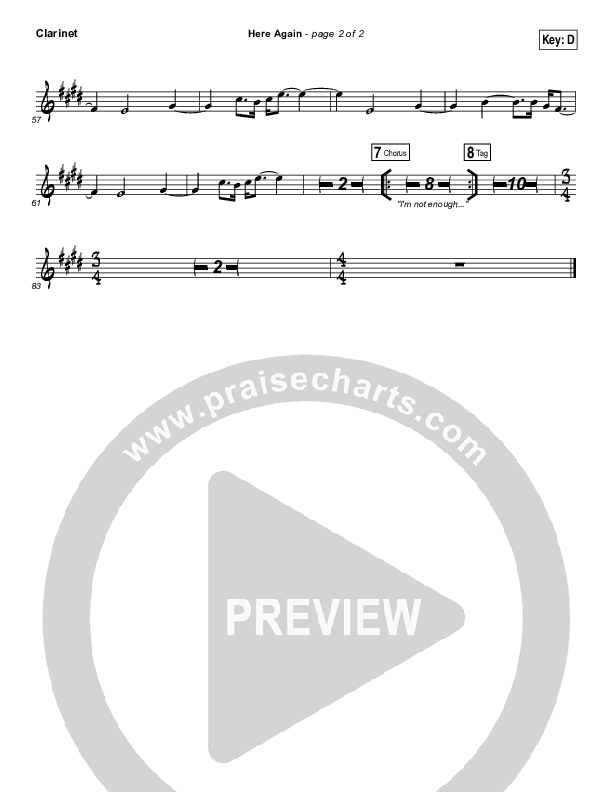 Here Again Clarinet (Elevation Worship)