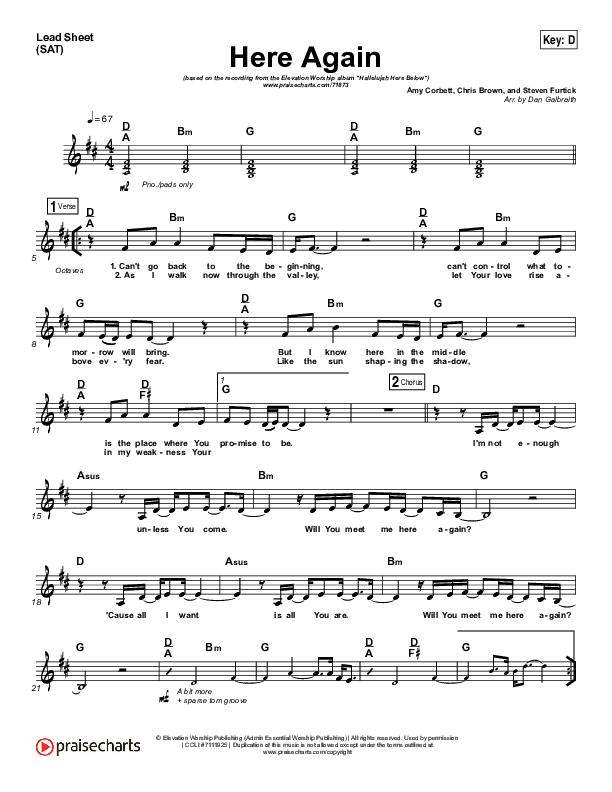 Here Again Lead Sheet (SAT) (Elevation Worship)