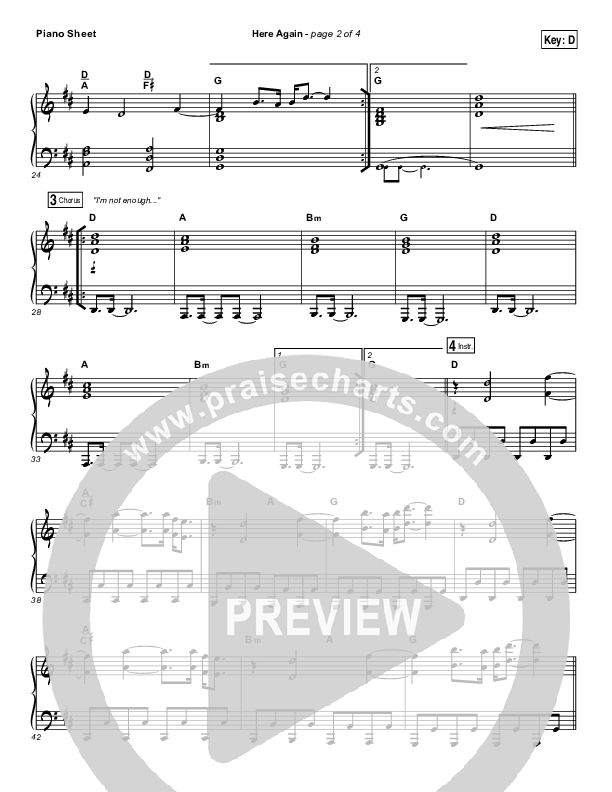 Here Again Piano Sheet (Elevation Worship)
