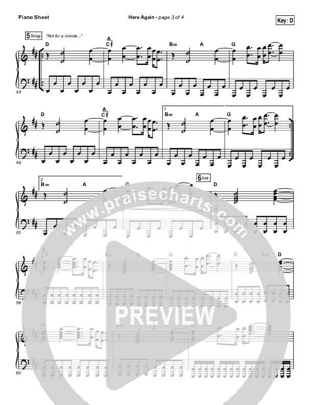 Here Again Piano Sheet (Elevation Worship)
