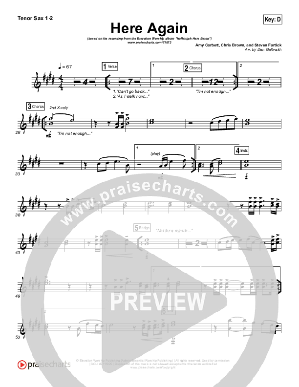 Here Again Tenor Sax 1/2 (Elevation Worship)